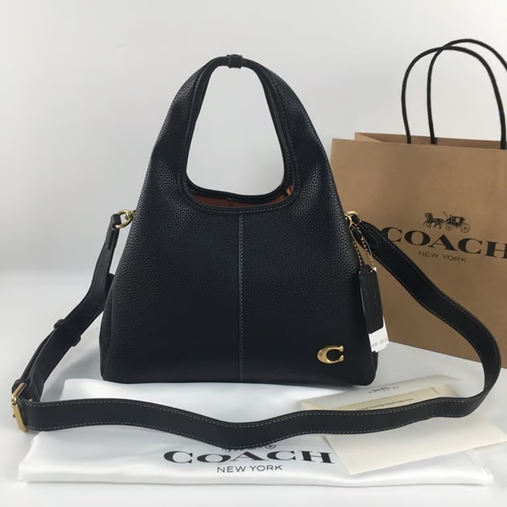 Coach Black Lana 23 Leather Hobo Bag with Gold Hardware